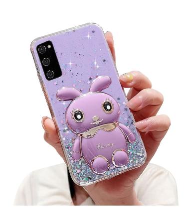 Tivenfezk Nadoli for Samsung Galaxy S20 Fe Hase Hidden Stand Shell caricature glitter rabbits stand Soft silicone bling cell phone case transparent protective cover samsung galaxy s20 fe purple
