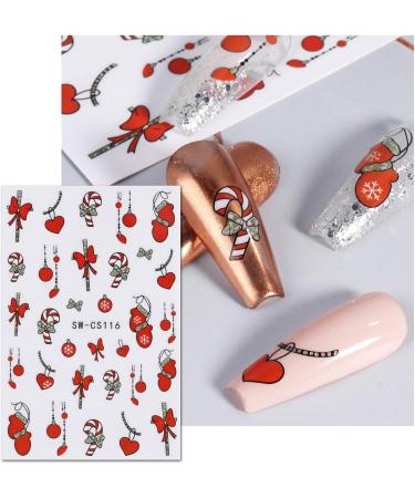 JMEOWIO 9 Sheets Christmas Nail Art Stickers Decals Self-Adhesive Red Snowflake Xmas Winter Holiday Nail Supplies Nail Art Design Decoration Accessories - Buy Online on SooperMarket.com