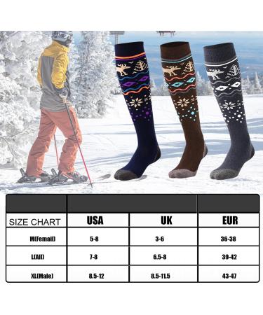 Fayhijun Merino Ski Socks for Men Women & Kids Warm Breathable Thermal Sports Socks for Skiing & Snowboarding (Sizes 36-38 Dark) - Buy Online on SooperMarket.com