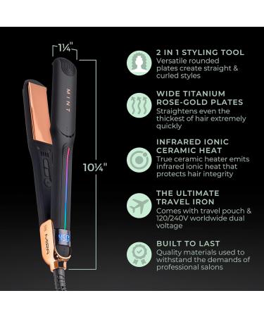 Professional Series MIRA Titanium Flat Iron | Best Hair Straightener & Curling Iron for Thick & Fine Hair | Single-Pass 1 1/4 Inch by MINT - International Shipping Available - Buy Online on SooperMarket.com