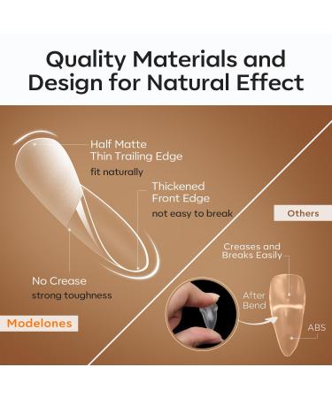 Modelones Short Almond Nail Tips - 216PCS Pre-shaped Full Cover Fake Nails & Gel Nail Extension Kit | 12 Sizes A1 - Perfect for Acrylic & Gel Manicure - Buy Online on SooperMarket.com