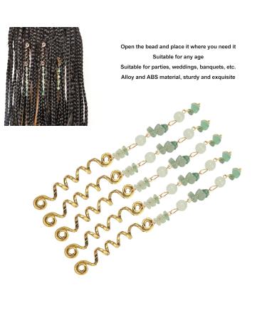 Exquisite Green Hair Dreadlock Jewelry - Large Alloy Braiding Rings (5 Pieces) for Parties | Fast International Shipping - Buy Online on SooperMarket.com