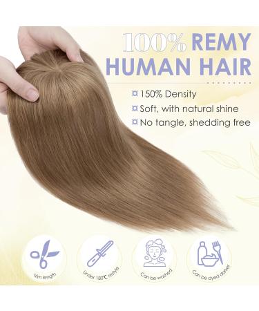 Human Hair Toppers with Fringe Pony Clip in Hair Toppers for Thinning Hair Women Real Hair Mono Base Toupee Hair Topper for Women Human Hair - Buy Online on SooperMarket.com