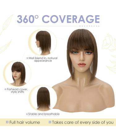 TESS Human Hair Toppers with Fringe Pony Clip in Hair Toppers for Thinning Hair Women Real Hair Mono Base Toupee Hair Topper for Women Human Hair 14 Inch #04 Medium Brown 14 Inch Medium Brown - Buy Online on SooperMarket.com