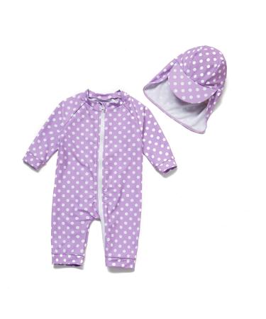 BONVERANO Baby Girls Swimsuit Toddler Bathing Suit Full-Length Zipper One Piece Swimwear with UPF 50+ Sun Protection Maru / Purple 2-3 Years