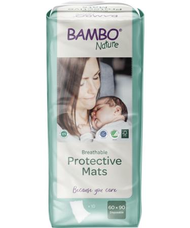 Bambo Nature Disposable Protective Bed Mats | Size 60 x 90cm | Pack of 10 | Absorbency of 2100ml | Disposable Bed Mats for Kids | Disposable Changing Mats | Disposable Baby Changing Mat