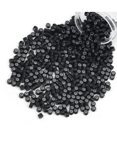 Vlasy 600 Pcs Silicone Micro Rings for I Tip Hair Extensions 4mm Micro Nano Beads Micro Links Hair Beads (Black) Micro-4mm-600Pcs Black