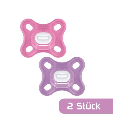 MAM Comfort Schnuller 2 Set | Lightweight Silicone Pacifiers for Newborns | 0+ Months | Pink/Purple | Soft MAM Skinsoft & Pacifier Box - Buy Online on SooperMarket.com