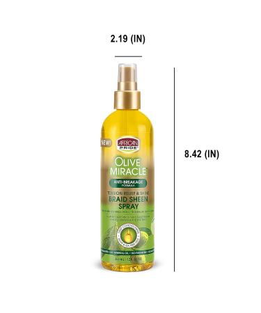 African Pride Olive Miracle Braid Sheen Spray (3 Pack) with tea tree oil and olive oil to protect and moisturize scalp and hair.12oz. 12 Fl Oz (Pack of 3) - Buy Online on SooperMarket.com