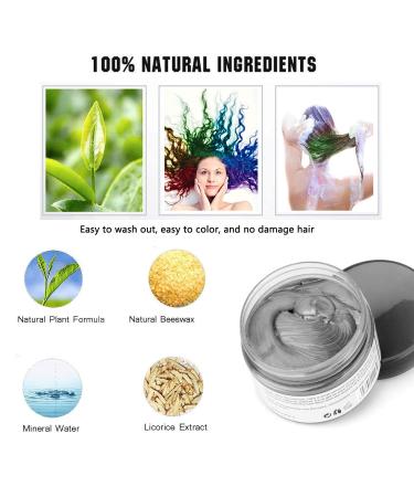 Silver Gray Hair Color Wax 4.23 oz - Natural Temporary Hairstyle Cream for Party, Cosplay & Clubbing - Buy Online on SooperMarket.com