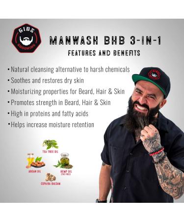 GIBS 3-in-1 Body Wash for Men with Tea Tree Oil - Moisturizing & Cleansing Liquid Body Wash in 3 Sizes | 33.8 Fl Oz - Buy Online on SooperMarket.com