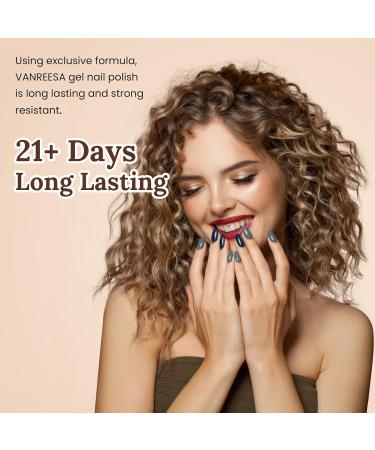 VANREESA Gel Nail Polish Set - 21 Colors Pink Nude Red Brown Glitter Classic Soak Off UV Gel Kit with Base Top Coat | Nail Art Gifts for Women - Dazzling Declining Sun - Buy Online on SooperMarket.com