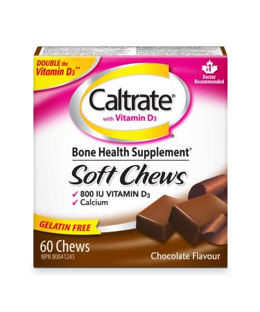 Caltrate with Vitamin D Soft Chews (60 Count Chocolate Flavour) Calcium Bone Health Supplement Chocolate 60 count (Pack of 1)