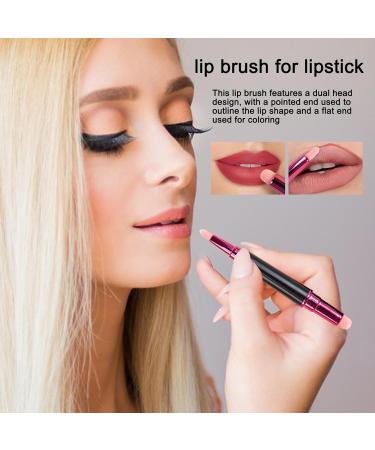 Ysvnlmjy Retractable Lip Brush | Compact Lip Brush | Professional Lip Brush With Cap Travel Makeup Brush Dual-ended Lipstick Blending Brush With Round and Flat Head Complete With Dust-proof Lid - Buy Online on SooperMarket.com