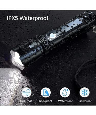 BERCOL Rechargeable LED Flashlight | 100000 Lumens Super Bright | Waterproof and 5 Modes | Ideal for Emergencies and Hiking | Black - Buy Online on SooperMarket.com