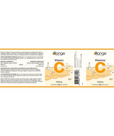 Orange Naturals Vitamin C 1000mg 120 V-Caps Non-GMO Ascorbic Acid Supplement Promotes Overall Wellness Antioxidant Support Helps Maintain Healthy Bones and Teeth High-Quality Vitamin C Formula - Buy Online on SooperMarket.com