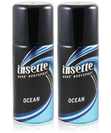 x2 Insette OCEAN Mens Deodorant BODY SPRAY 150ml