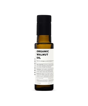 100% Organic Walnut Oil 3.4 fl oz - Cold-Pressed - Rich in Omega-3 - Supports Cognitive Health - Straight from Farm - Non GMO - No Additives or Preservatives - Recyclable Glass Bottle