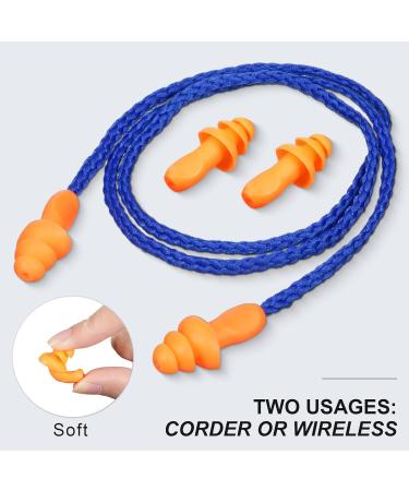 200 Pairs Ear Plugs Reusable Silicone Earplugs with Cord Sleeping Individually Wrapped Hearing Protection Noise Cancelling Earplugs for Work Construction Shooting Sports(Blue Orange) - Buy Online on SooperMarket.com