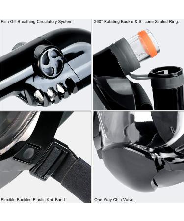 OUSPT Full Face Snorkel Mask with Detachable Camera Mount - Panoramic 180 View, Safety Breathing System, Anti-Fog, Anti-Leak - Adult&Kids Black Large - Buy Online on SooperMarket.com