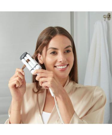 Conair Travel Beach Waver Curling Iron - Portable Triple Barrel Ceramic Hair Waver in White | Travel Smart - International Shipping Available - Buy Online on SooperMarket.com