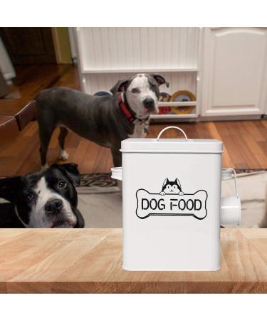 Vumdua Pet Treat and Food Storage Container - Airtight Dog Food Container with Scoop, Farmhouse Design, White - Perfect Gift for Dog Owners - Buy Online on SooperMarket.com