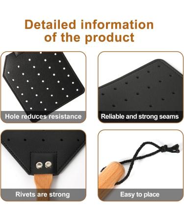 Peutier 2Stk Leather Fly Swatter - 49.5cm Durable Wooden Handle for Indoor & Outdoor Use | Black & Brown - Buy Online on SooperMarket.com