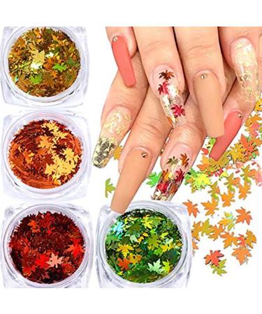 Thanksgiving Decor4 Colors Maple Leaf Nail Art Sequins Maple Leaf Nail Glitters Stickers Autumn Nail Sequins for Nail Art - Buy Online on SooperMarket.com