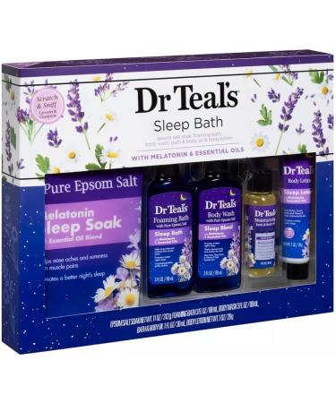 Dr. Teal's Melatonin 5-Piece Bath Gift Set - Better Sleep with 11oz Sleep Soak, 3oz Bath, Body Wash, Oil & Lotion - Mother's Day Spa Kit - Buy Online on SooperMarket.com