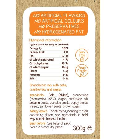 Cookie Crumbles Vegan Granola Energy Bar Mix - 300g | No Dairy, No Artificial Flavours | Ready in 30 Minutes | Made with Seeds - Buy Online on SooperMarket.com