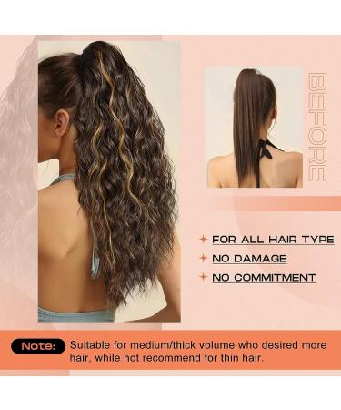 PORSMEER Claw Clip in Ponytail Hair Extensions 18 inches Long Curly Brown Ponytail Multi Layered Natural Fluffy Wave Synthetic Hairpiece for Womens Girls Everyday Wear Brown with highlights - Buy Online on SooperMarket.com