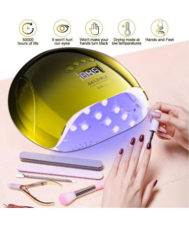 NAILGIRLS 150W UV LED Nail Lamp for Home Salon Professional | Gel Polish Nail Dryer with Timer Presets | Auto Sensor & Detachable Base | Gold Nail Art Tools for Fingernail & Toenail - Buy Online on SooperMarket.com