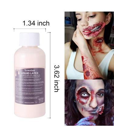 Yeweian Liquid Latex SFX Makeup 2.1 Oz - Halloween Monster Zombie Clown Makeup for Scald Burn Scar Wound Cut Skin Decay - Prosthetics & Old Age Wrinkle Effects - Light Flesh - Buy Online on SooperMarket.com