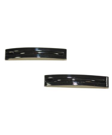 Pair of Rectangle Shaped Clip-in End Barrettes Hair Slides with Cut-Out Design. (Black)