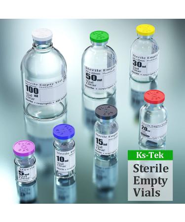 Ks-Tek 5ml Sterile Empty Vials with Self-Healing Injection Port & Aluminum Cap (Pack of 10) - Sterile Packaging - Buy Online on SooperMarket.com