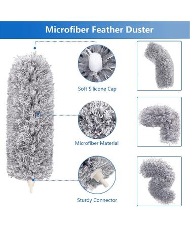 FUUNSOO Microfiber Duster with Extension Pole - 30-100 Inches | Bendable Head, Extendable for Cleaning High Ceilings, Fans, Furniture, Cobwebs | Interior Roof Cleaner - Buy Online on SooperMarket.com