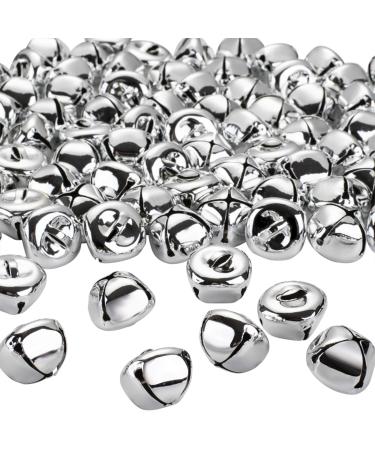 100PCS 1 Inch Jingle Bells Christmas Metal Bells Craft for Christmas Festival Party Wedding Decorations DIY Project, Large Jingle Bells Bulk, Silver