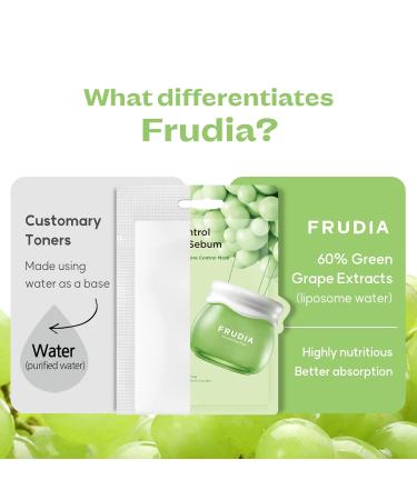 FRUDIA WELCOS Green Grape Pore Control Mask - Korean Sheet Mask for Pore Minimizing & Oil Control (Pack of 10 - Buy Online on SooperMarket.com