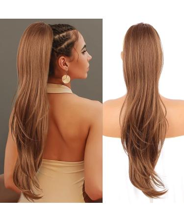 PORSMEER Auburn Brown Synthetic Drawstring Ponytail Extension - 26 Inch Natural Straight Wavy Hairpiece for Women and Girls - Buy Online on SooperMarket.com