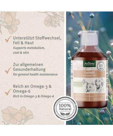 AniForte Linseed Oil for Dogs & Cats 500ml - Cold-Pressed Omega 3 & 6 Fatty Acids | Ideal BARF Diet Supplement - Buy Online on SooperMarket.com