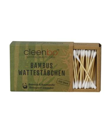 Cleenbo Bamboo Wattstabchen - Eco-Friendly Cotton Swabs 200 Pack | Sustainable Plastic-Free Cleaning Swabs in Recyclable Packaging - Buy Online on SooperMarket.com