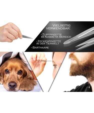 Professional Stainless Steel Tweezers Set - 2-Piece Pointed & Splinter Tweezer Kit for Precision Plucking - Buy Online on SooperMarket.com