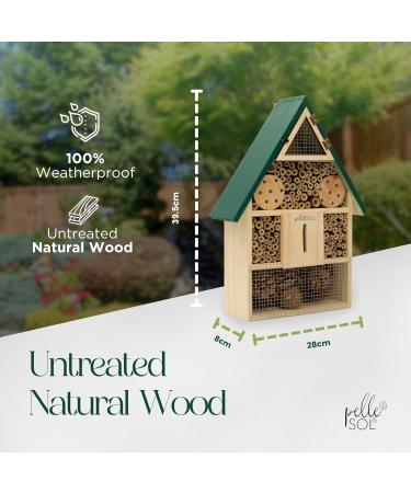 Pelle & Sol Eco-Friendly Bee House | Weather Resistant Hanging Bug Hotel for Bees, Butterflies & Insects | Bamboo Nesting Habitat for Kids | Garden Decor & Nature Gifts - Buy Online on SooperMarket.com