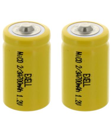 2x 2/3A Size 1.2V 700mAh NiCD Button Top Rechargeable Battery for iBeacons IoT/sensing devices emergency lighting Smoke/Carbon monoxide detectors Gas/Water meters Security devices