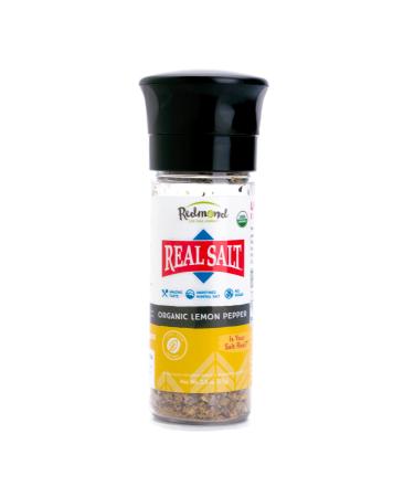 Redmond Real Sea Salt - Natural Unrefined Organic Gluten Free Coarse Salt with Coarse Grinder (Lemon Pepper)