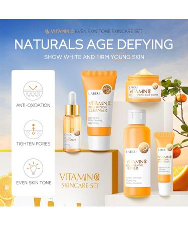 Skincare Gift Set for Teenage Girls - 5 Piece Vitamin C Travel Size Kit with Cleanser Toner Serum Eye Cream & Face Cream - Buy Online on SooperMarket.com