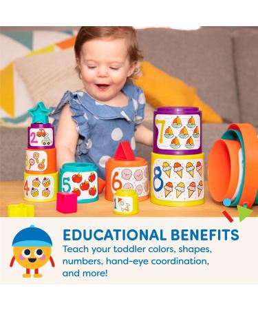 Batta Stacking Cups - Sorting & Learning Toy for Kids 18+ Months | 19-Piece Shape & Number Tower by StapeliMer - Buy Online on SooperMarket.com