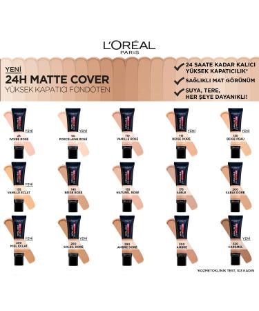 L'Oreal Paris Infallible 32H Matte Cover Liquid Foundation with 4% Niacinamide | Long Lasting SPF 25 Natural Finish | Shade 260 | 30ml - Pack of 1 - Buy Online on SooperMarket.com