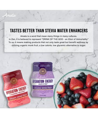 Amata Water Enhancer | Water Flavoring Drops | Perfect for Keto - Low Carb | Grape & Strawberry Natural Water Flavoring | Zero Calories | Organic Monk fruit Flavored Drops - (Pack of 2 - Each 2oz) Grape & Strawberry - Pack - Buy Online on SooperMarket.com