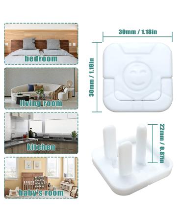 40 Pack White Square Socket Child Safety Plug Covers for Outlets - Hidden Handle for Kids Toddler Protection - Buy Online on SooperMarket.com